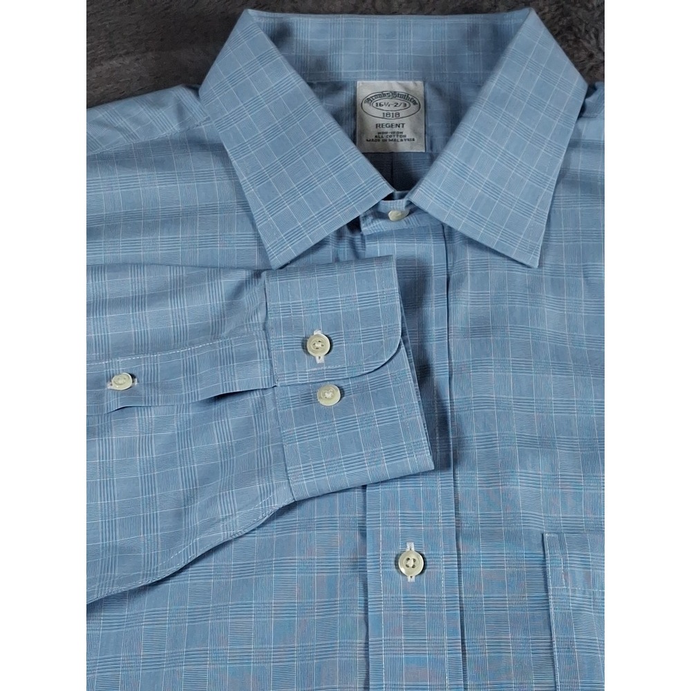 Brooks Brothers Mens Shirt 16 X2/  3 Micro Window Pain Cotton Non Iron Regent